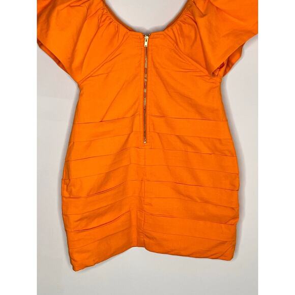 Seven Wonders The Label Gigi Ruffle Sleeve Bodycon Mini Dress Orange Women's S - Picture 8 of 10